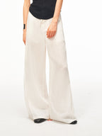JCAESAR WOMEN Linen trousers with lace panels and pleats