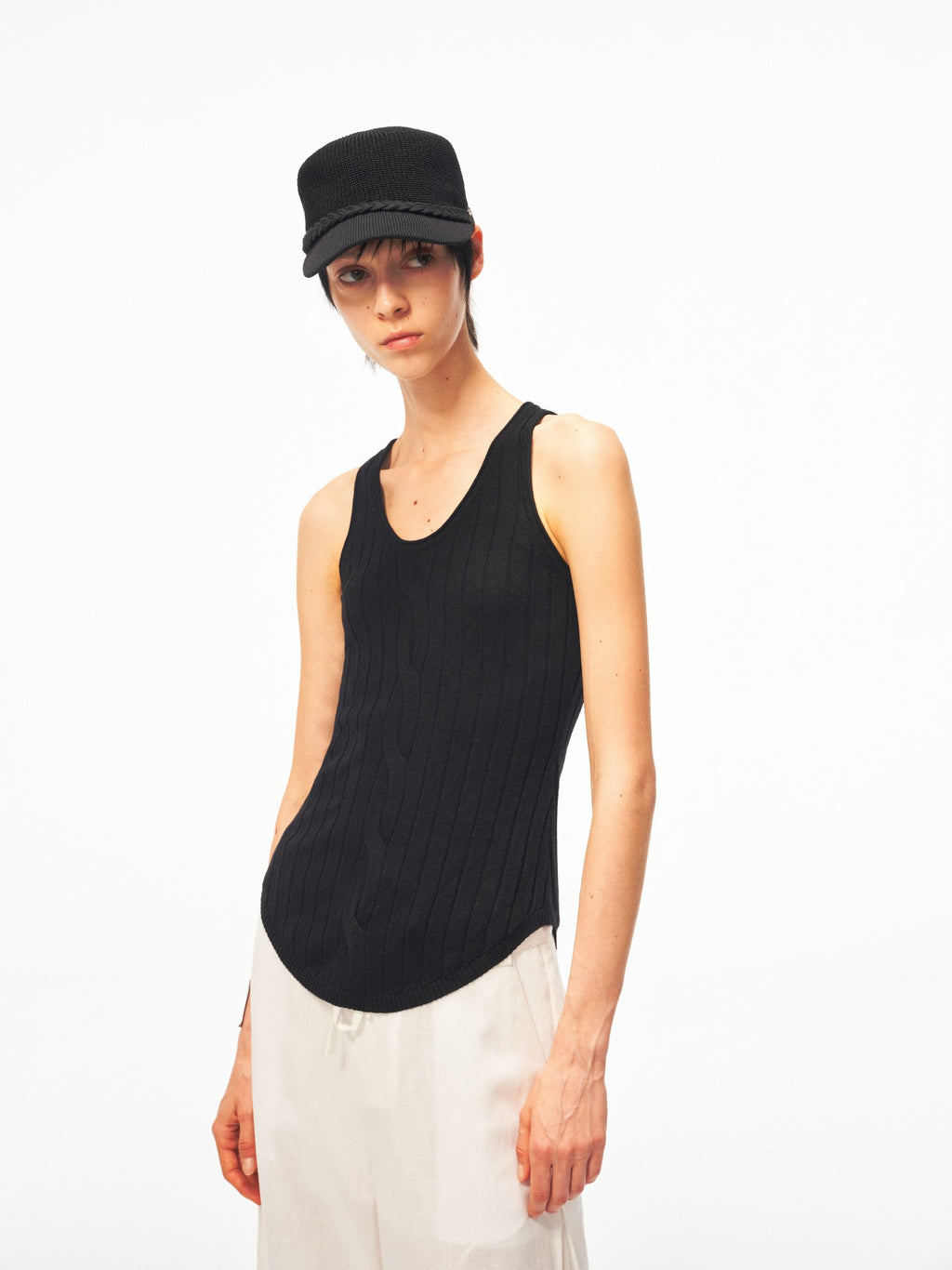 JCAESAR WOMEN Waist‑shaped cable‑knit fitted tank