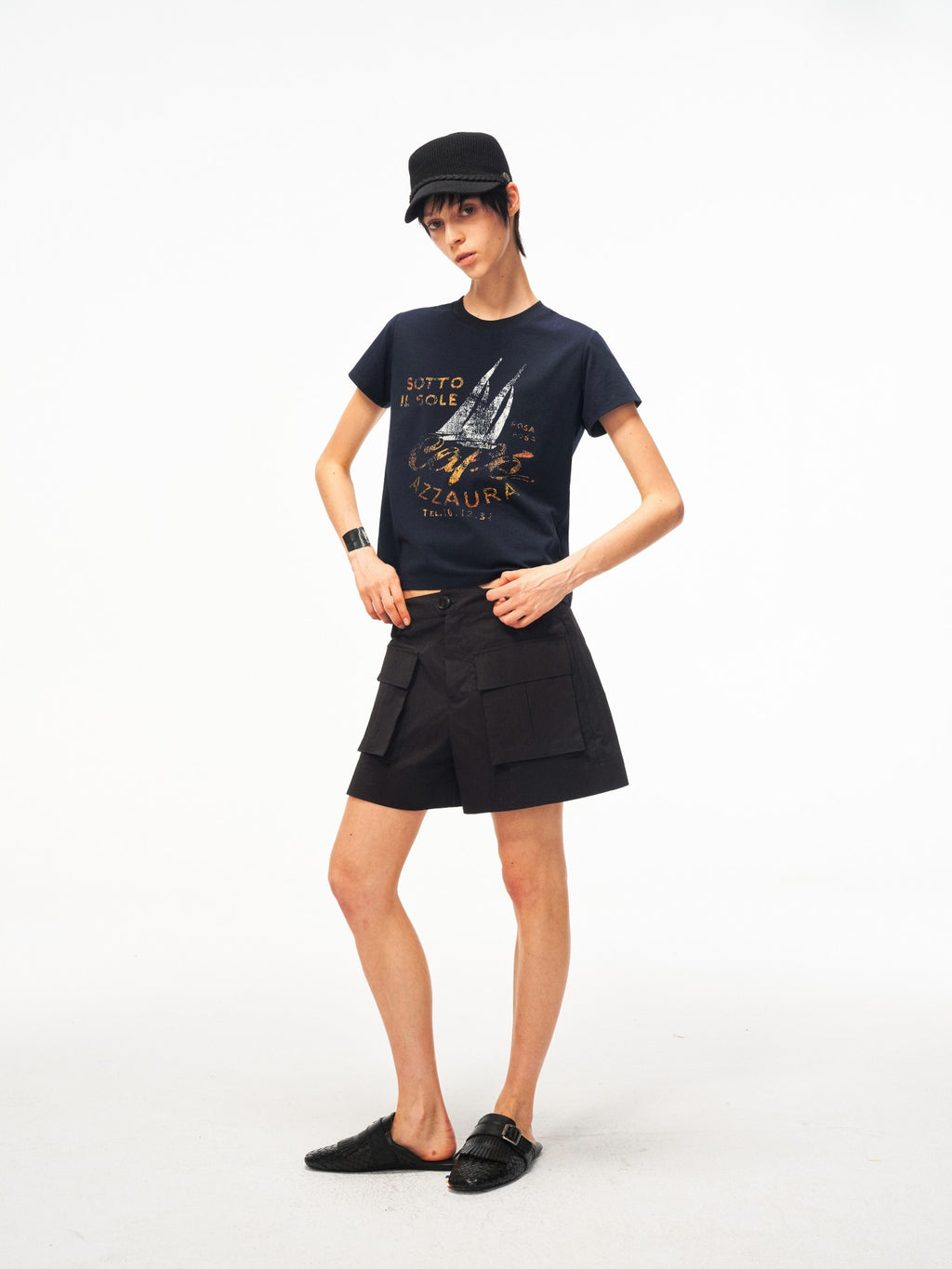 JCAESAR WOMEN Distressed Nautical Print T‑Shirt