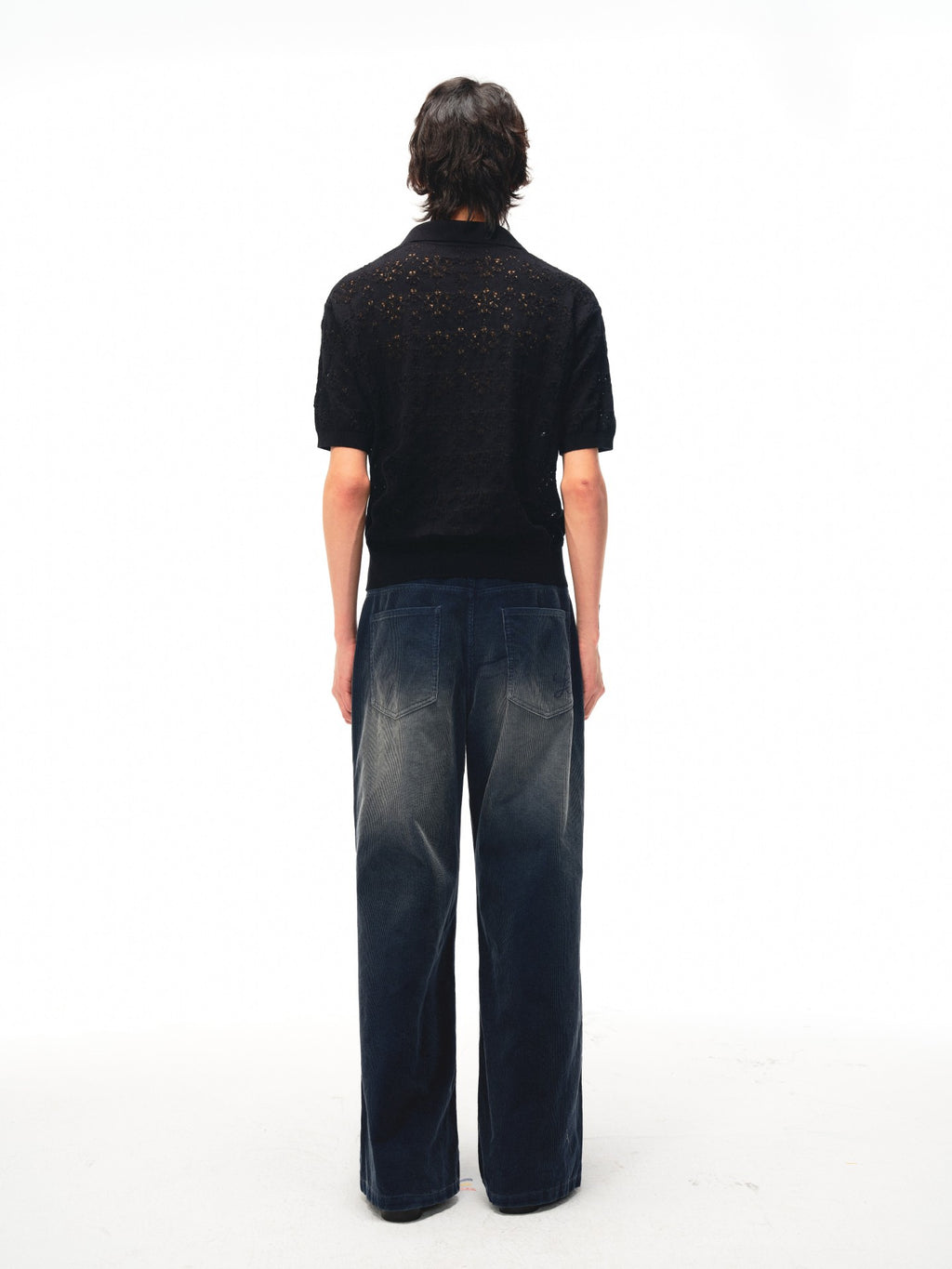 JCAESAR Washed corduroy pants with distressed finish in smog grey