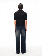 JCAESAR Washed corduroy pants with distressed finish in smog grey