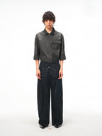 JCAESAR Half‑zip mid‑sleeve shirt with patch pocket in charcoal grey