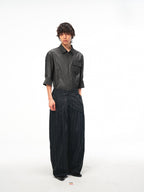 JCAESAR Half‑zip mid‑sleeve shirt with patch pocket in charcoal grey