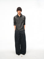JCAESAR Half‑zip mid‑sleeve shirt with patch pocket in charcoal grey