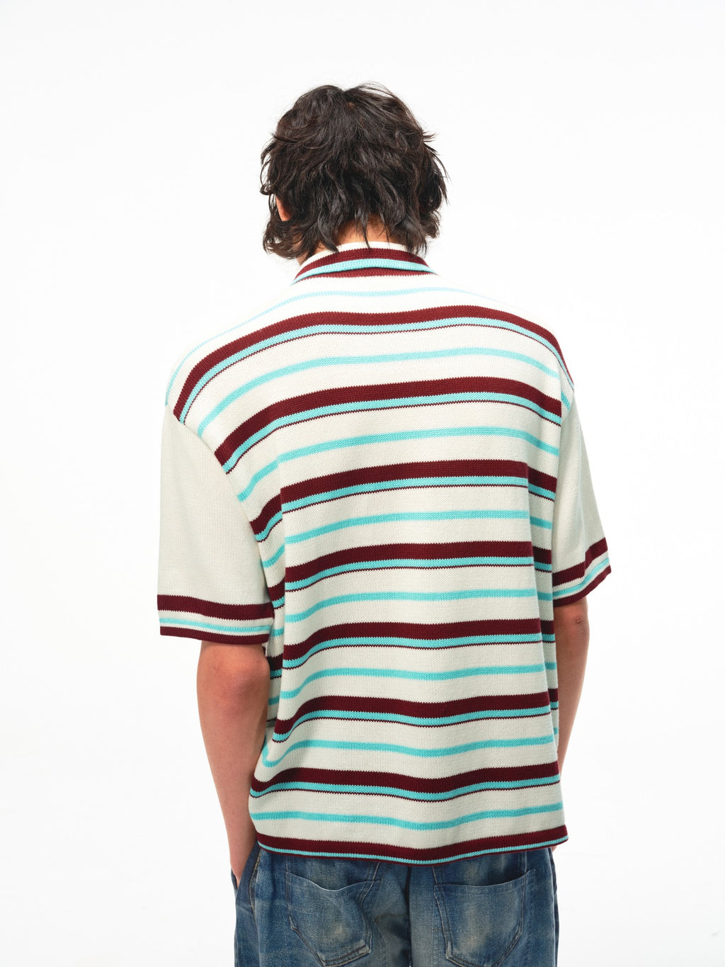 JCAESAR Striped mint shirt with gold buttons