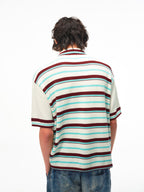 JCAESAR Striped mint shirt with gold buttons