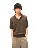 JCAESAR Hollow‑leaf patterned short‑sleeve knit shirt
