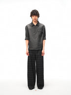JCAESAR Checkered drawstring trousers with subtle grid pattern