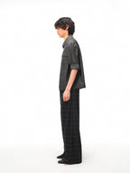 JCAESAR Half‑zip mid‑sleeve shirt with patch pocket in charcoal grey