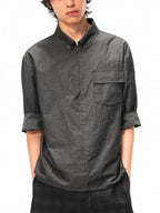 JCAESAR Half‑zip mid‑sleeve shirt with patch pocket in charcoal grey