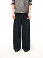 JCAESAR Checkered drawstring trousers with subtle grid pattern