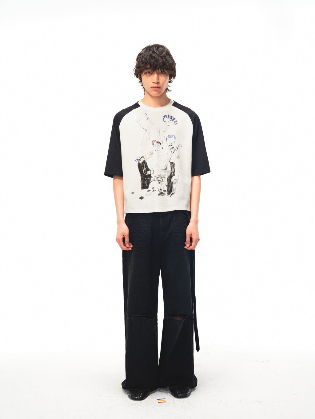 JCAESAR Vintage‑style raglan printed tee