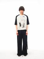 JCAESAR Vintage‑style raglan printed tee