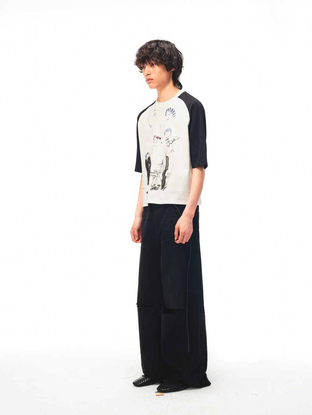 JCAESAR Vintage‑style raglan printed tee