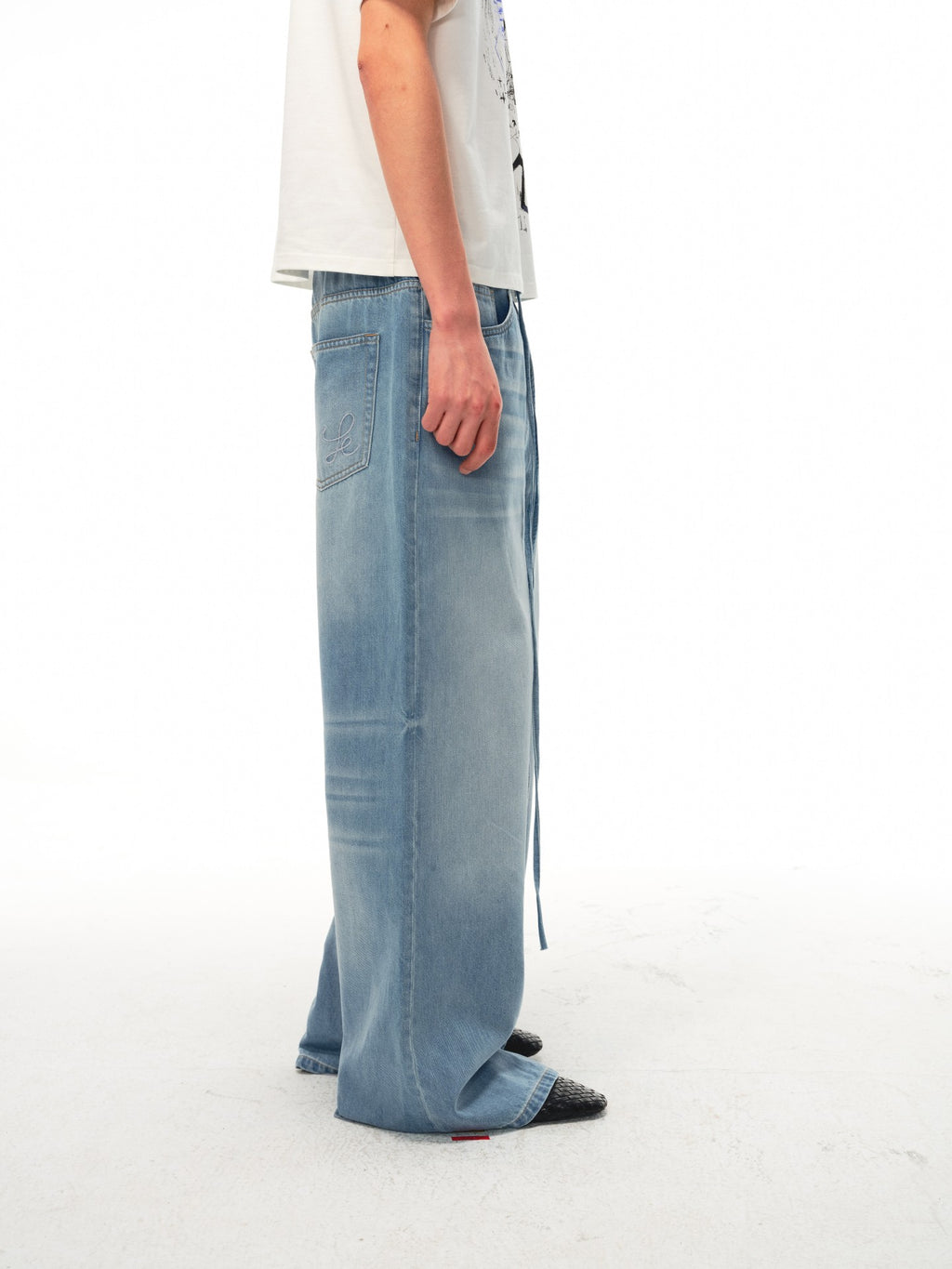 JCAESAR Lightweight drawstring sleep pants in blue denim