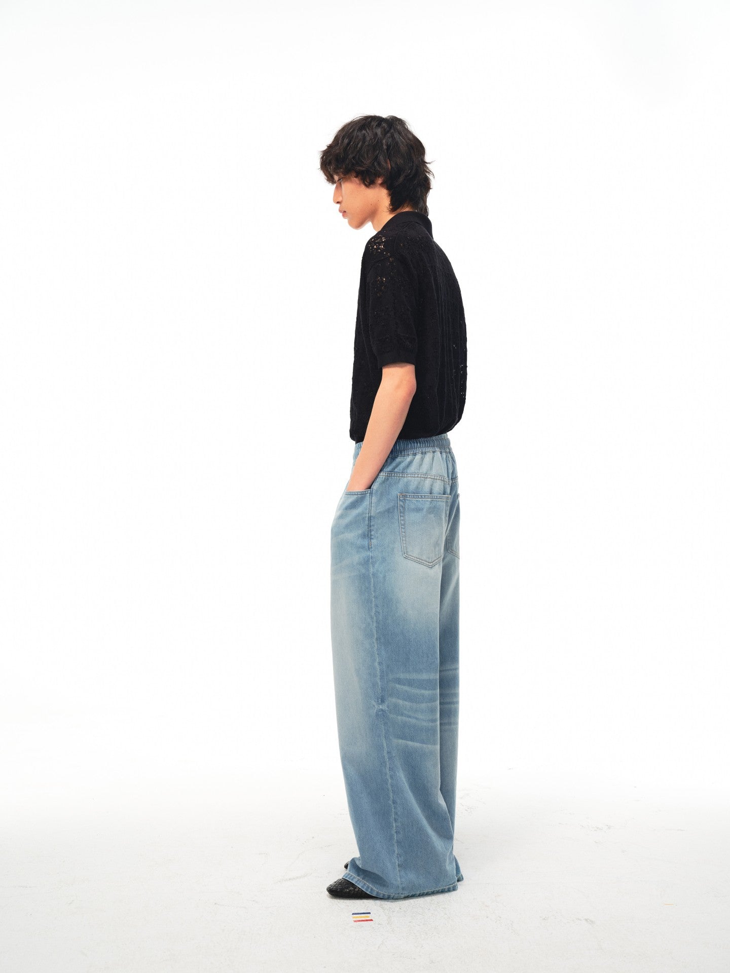 JCAESAR Lightweight drawstring sleep pants in blue denim