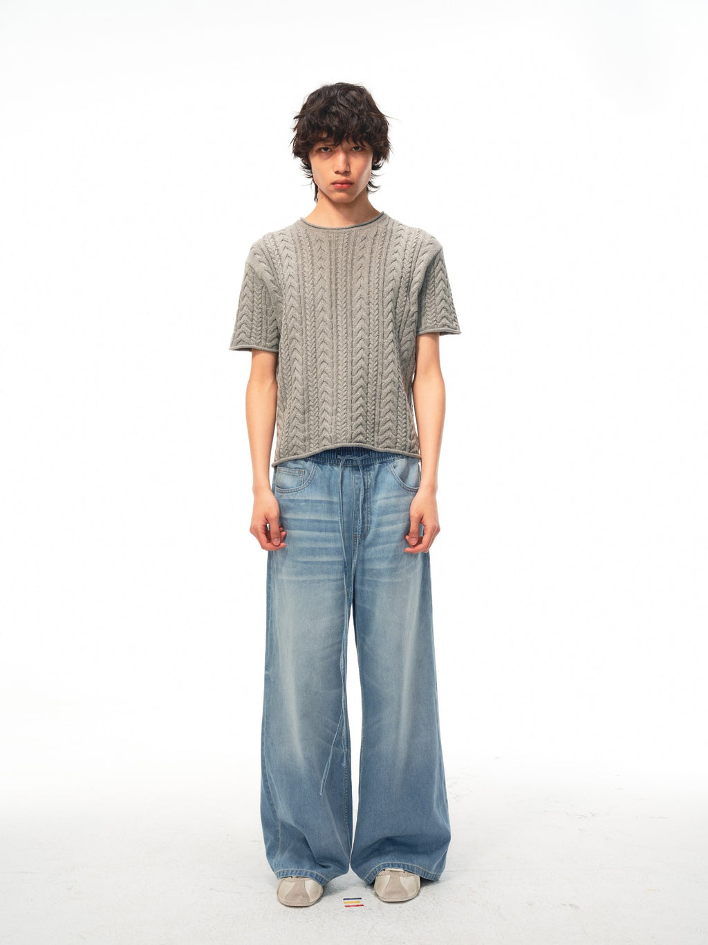 JCAESAR Lightweight drawstring sleep pants in blue denim