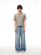 JCAESAR Lightweight drawstring sleep pants in blue denim
