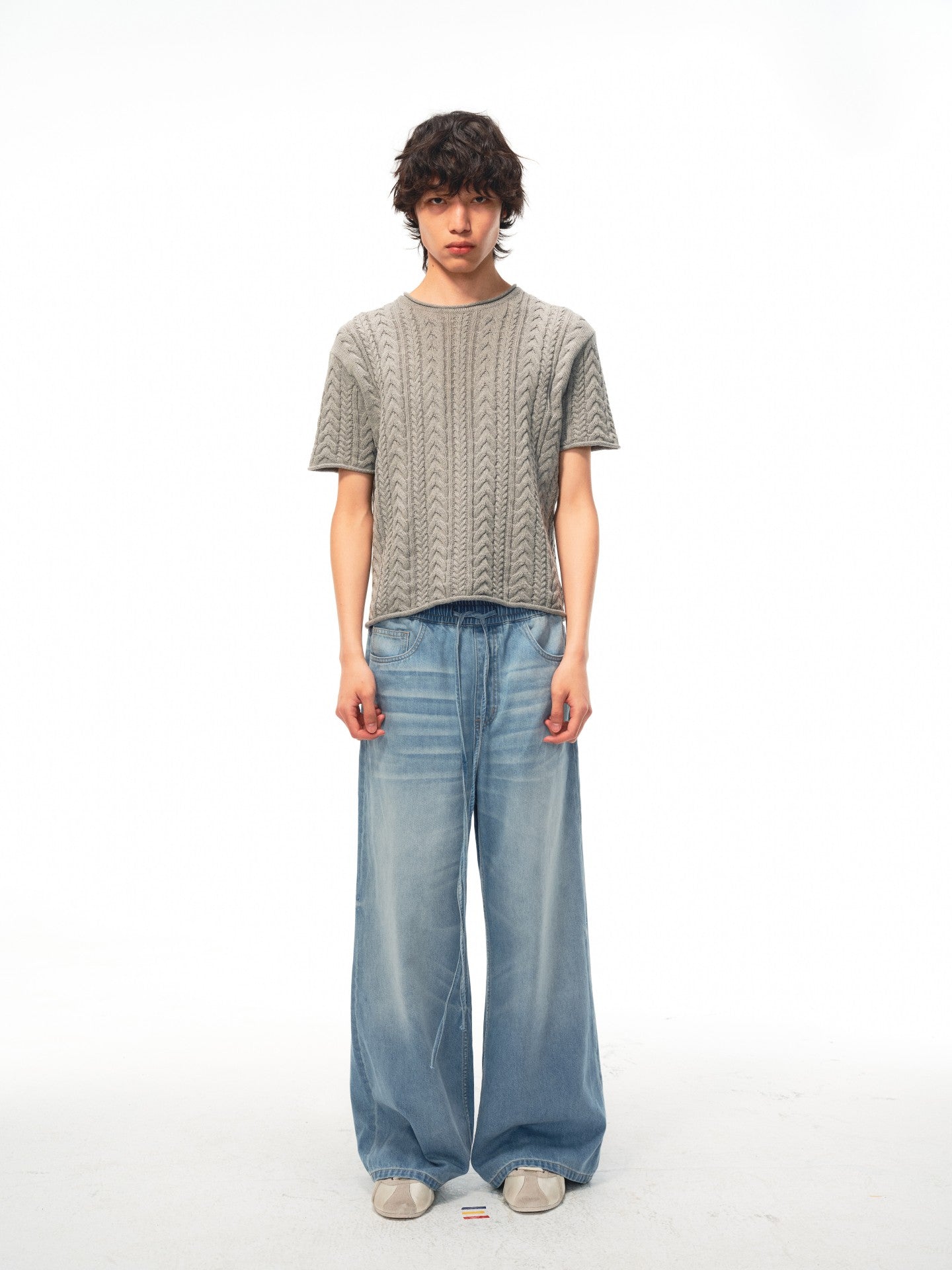 JCAESAR Lightweight drawstring sleep pants in blue denim