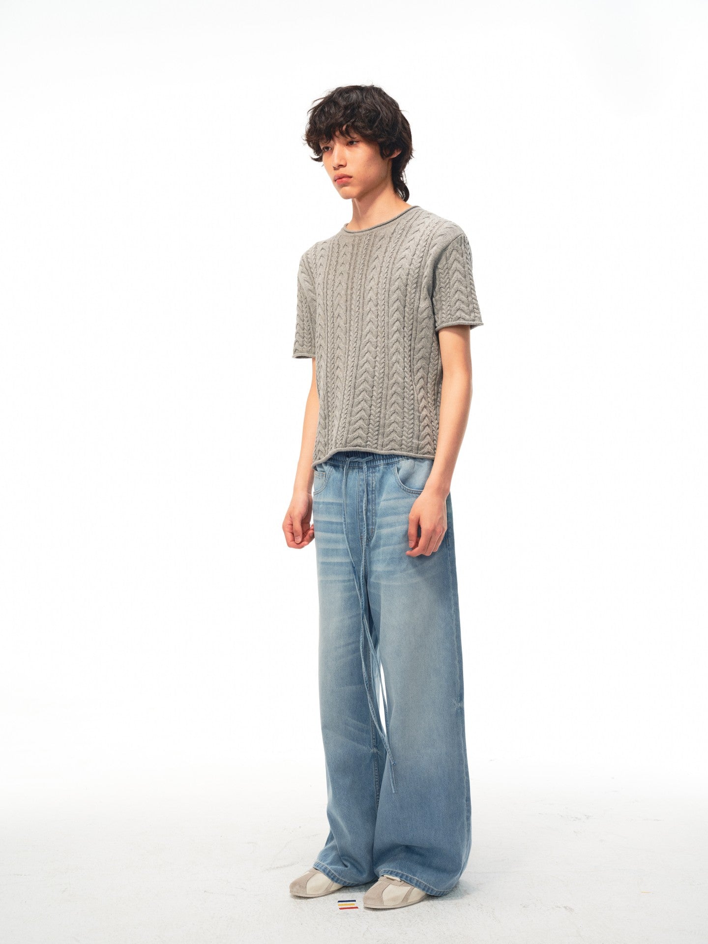 JCAESAR Lightweight drawstring sleep pants in blue denim