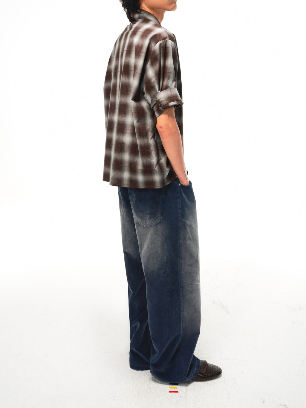 JCAESAR Plaid tie‑front shirt with shadowed pattern