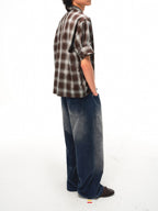 JCAESAR Plaid tie‑front shirt with shadowed pattern