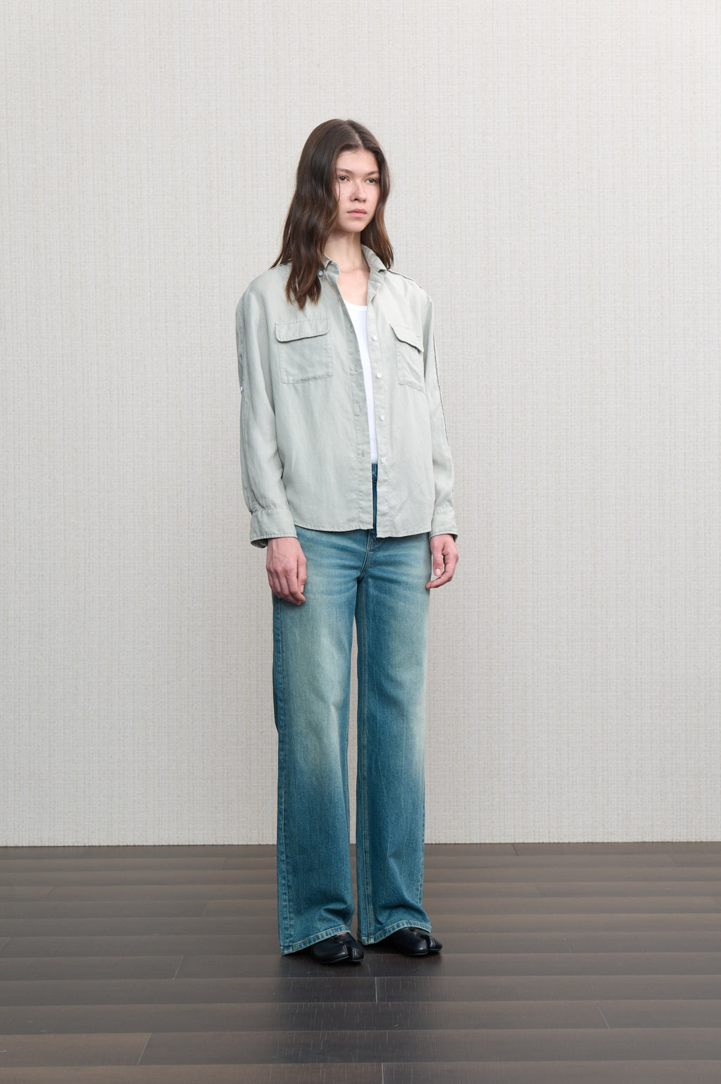 JCAESAR WOMEN Hunting‑style faded linen adjustable shirt