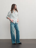JCAESAR WOMEN Hunting‑style faded linen adjustable shirt