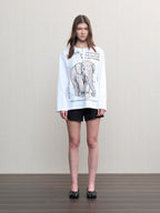 JCAESAR WOMEN Migrating‑elephant Henley oversized long‑sleeve shirt