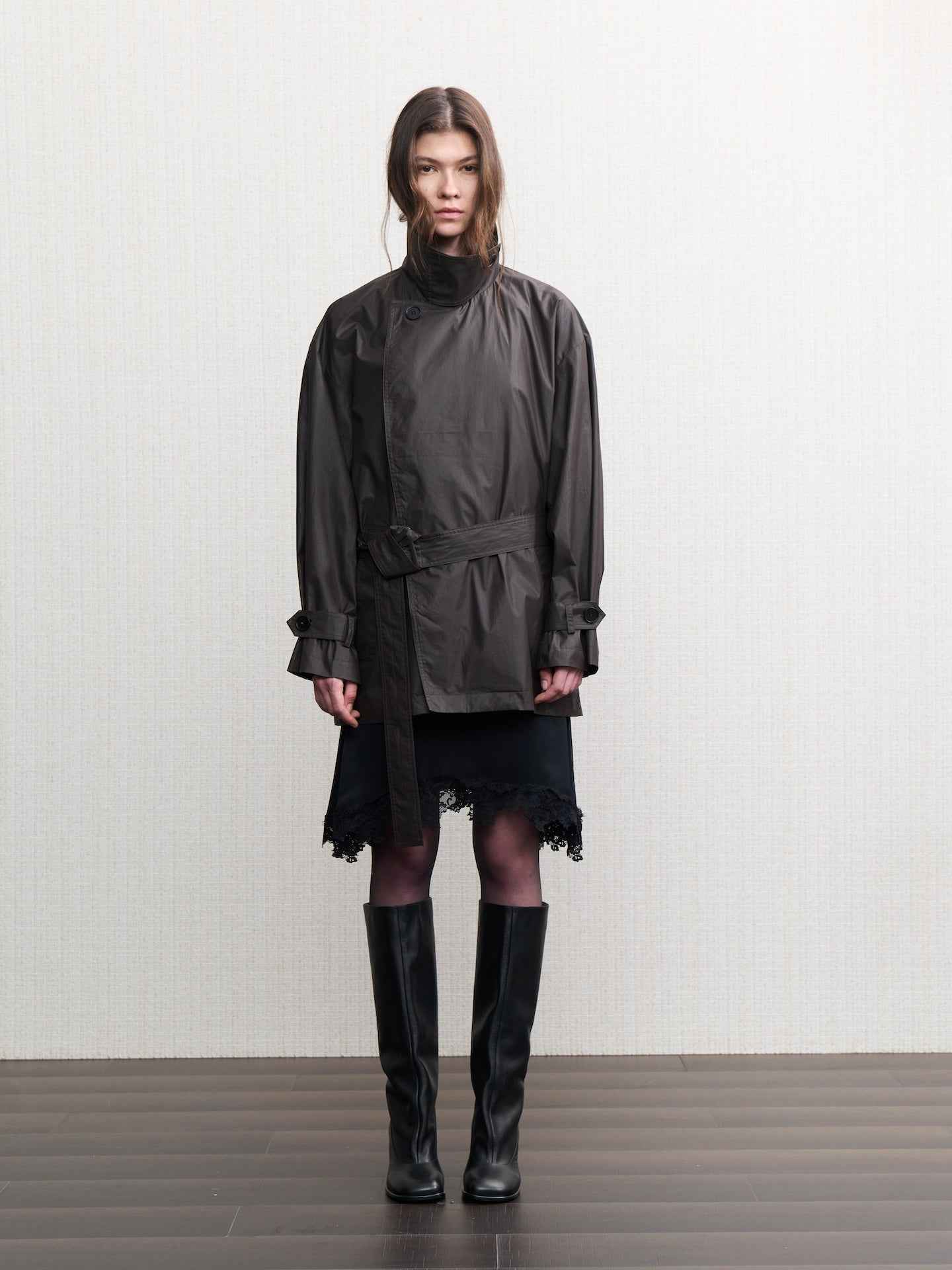 JCAESAR WOMEN Urban rain‑night waxed trench coat