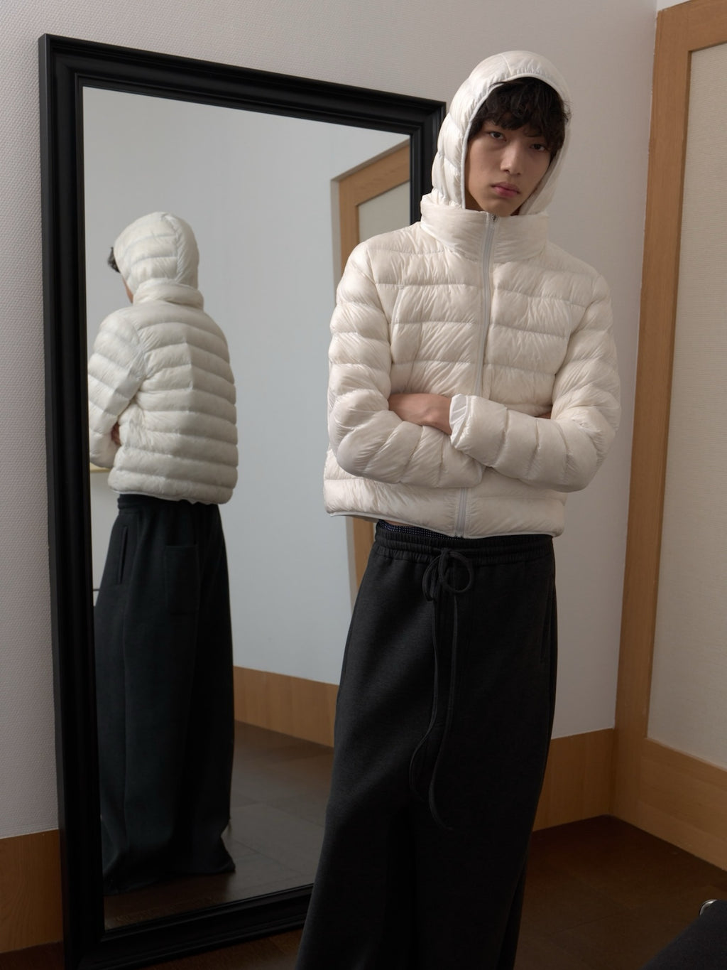 JCAESAR Sheer Baffle-Quilted Down Jacket