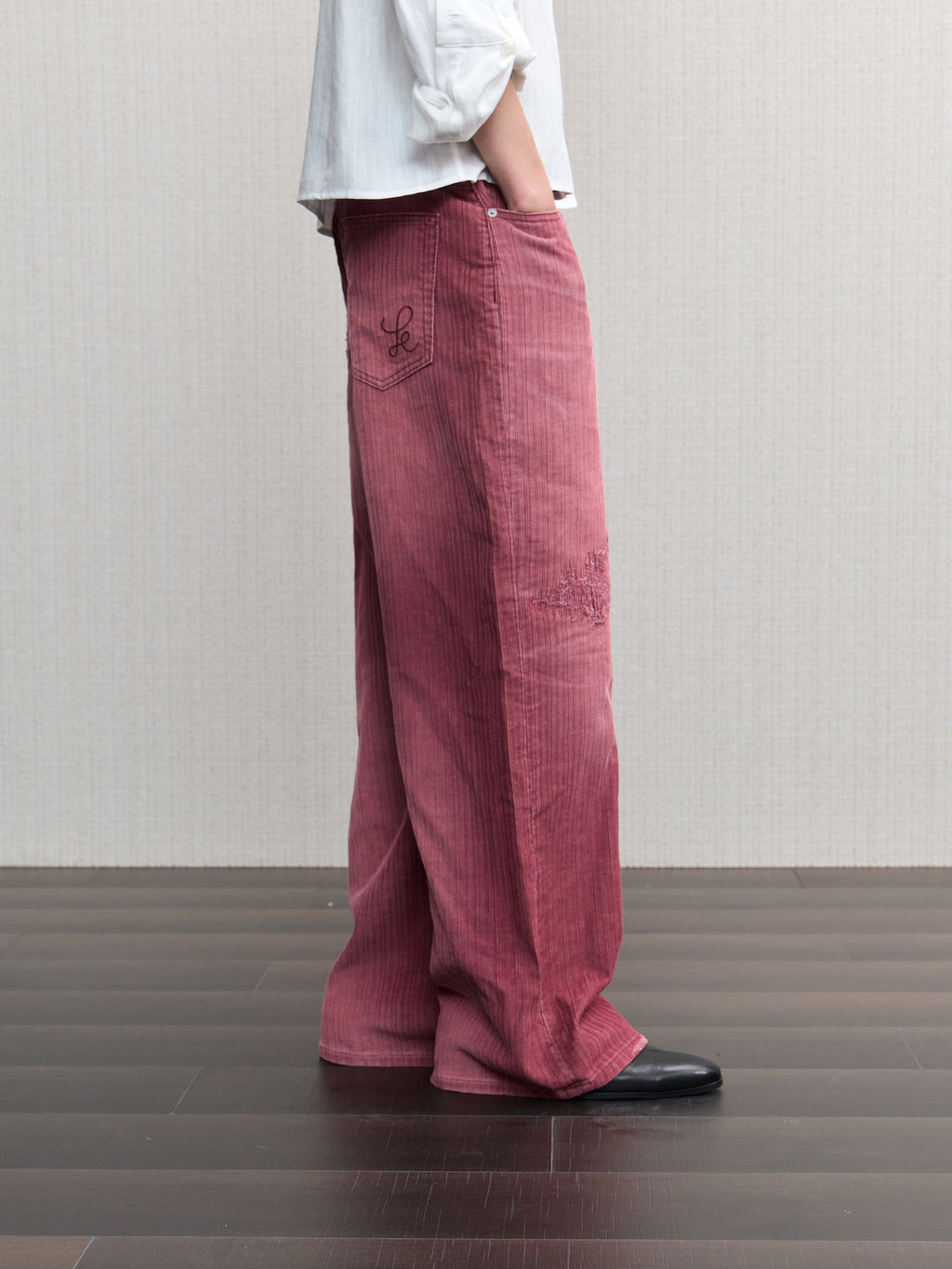 JCAESAR Washed distressed striped denim jeans
