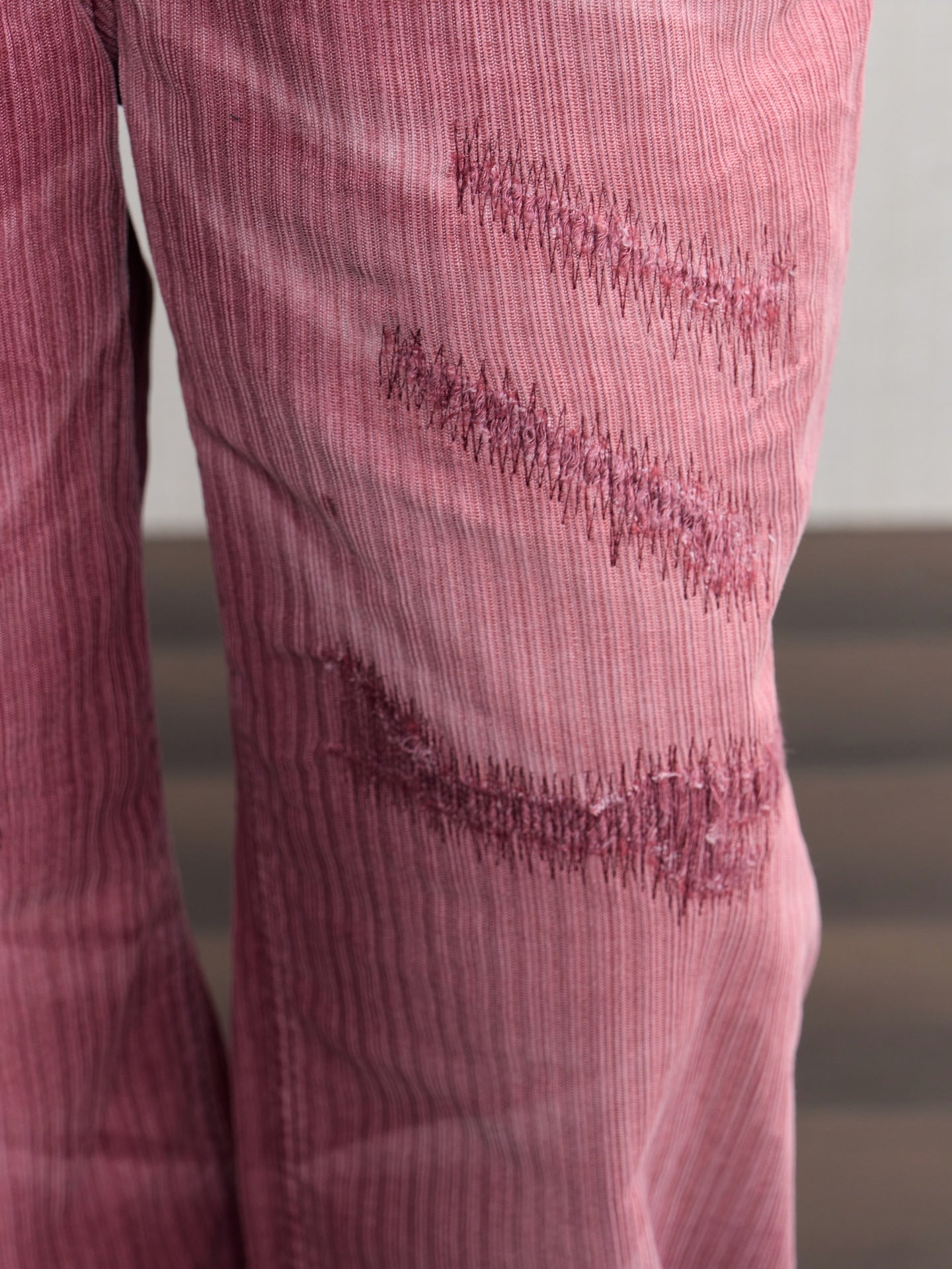 JCAESAR Washed distressed striped denim jeans
