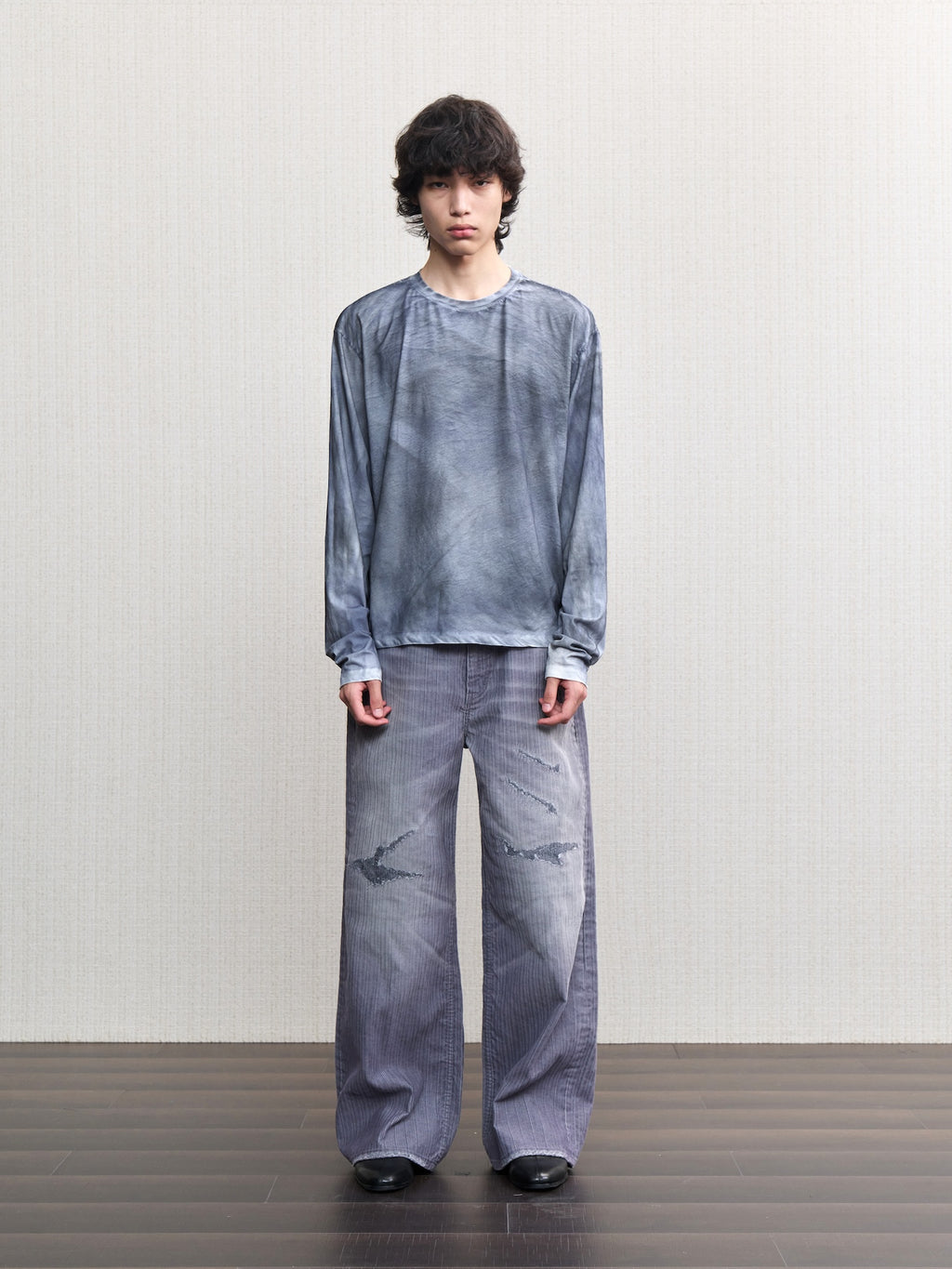 JCAESAR Oil‑stain dyed long‑sleeve shirt