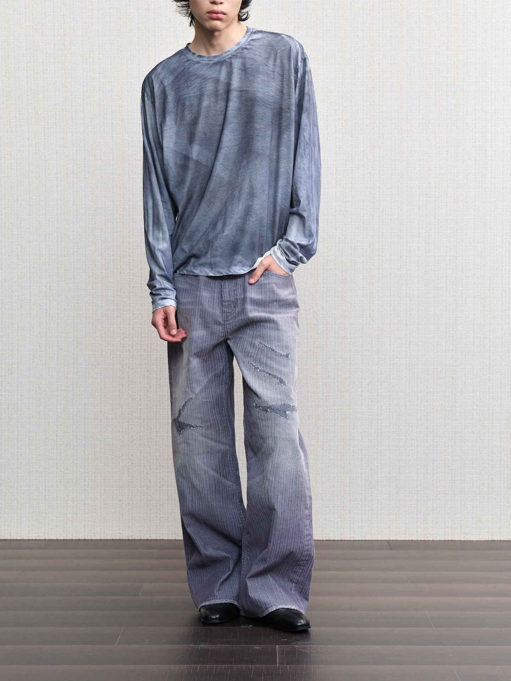 JCAESAR Oil‑stain dyed long‑sleeve shirt