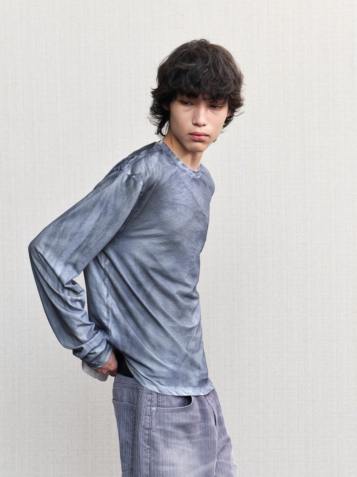 JCAESAR Oil‑stain dyed long‑sleeve shirt