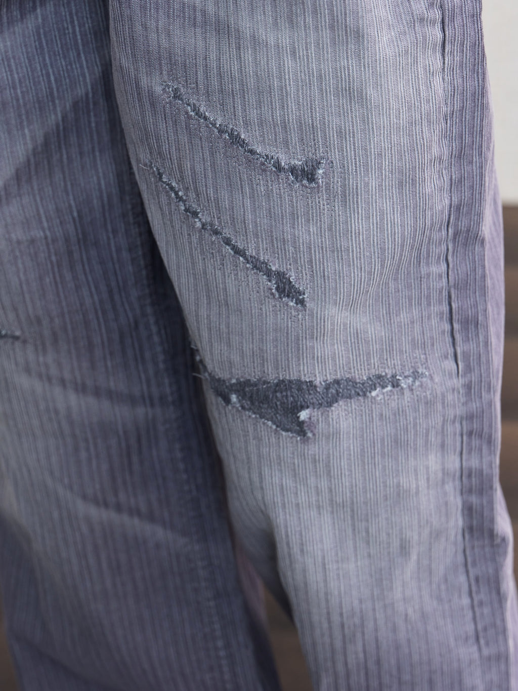 JCAESAR Washed distressed striped denim jeans