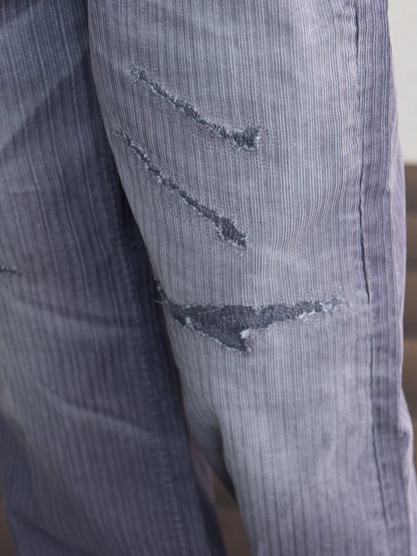 JCAESAR Washed distressed striped denim jeans