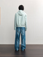 JCAESAR  Dusky‑green striped hooded jacket