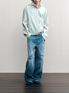 JCAESAR  Dusky‑green striped hooded jacket