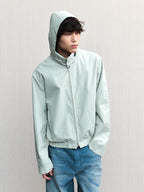 JCAESAR  Dusky‑green striped hooded jacket