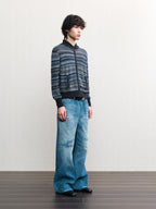 JCAESAR Washed distressed striped denim jeans