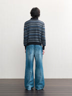 JCAESAR Washed distressed striped denim jeans