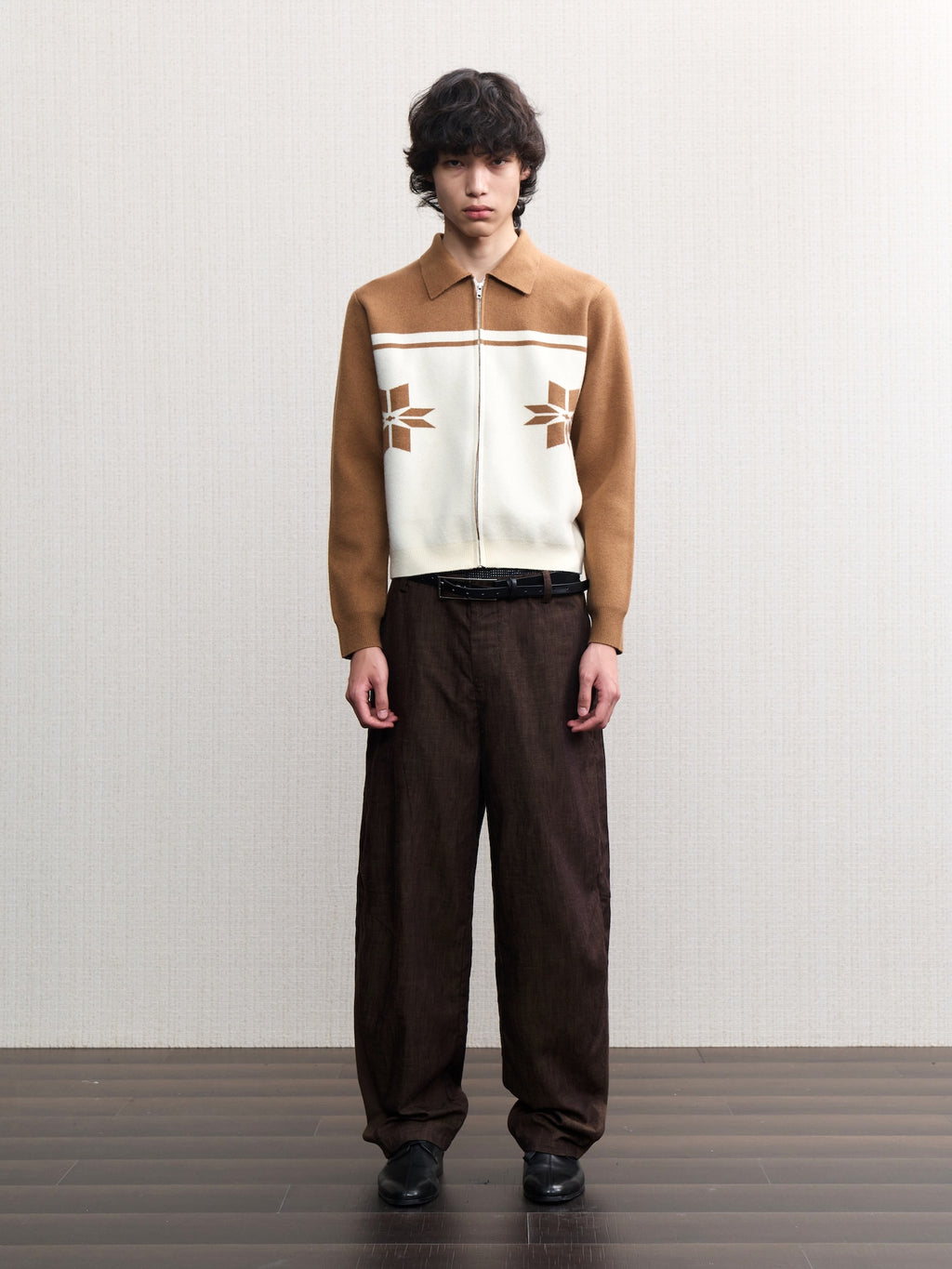 JCAESAR Ribbed‑panel palm trousers