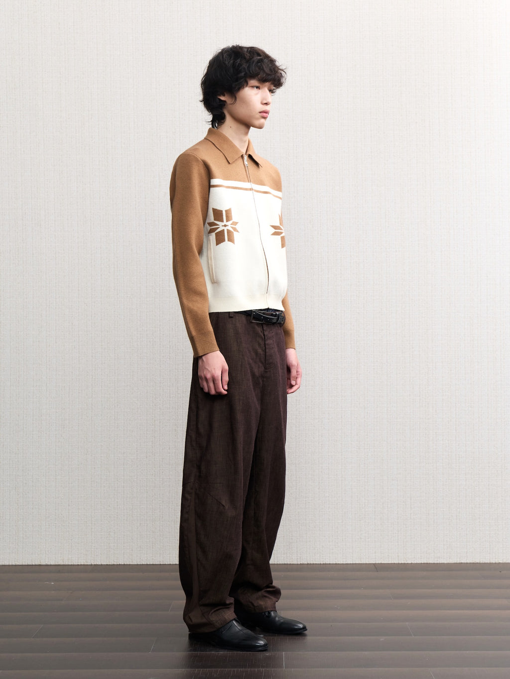 JCAESAR Ribbed‑panel palm trousers
