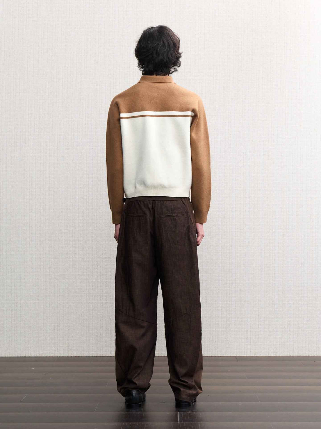 JCAESAR Ribbed‑panel palm trousers