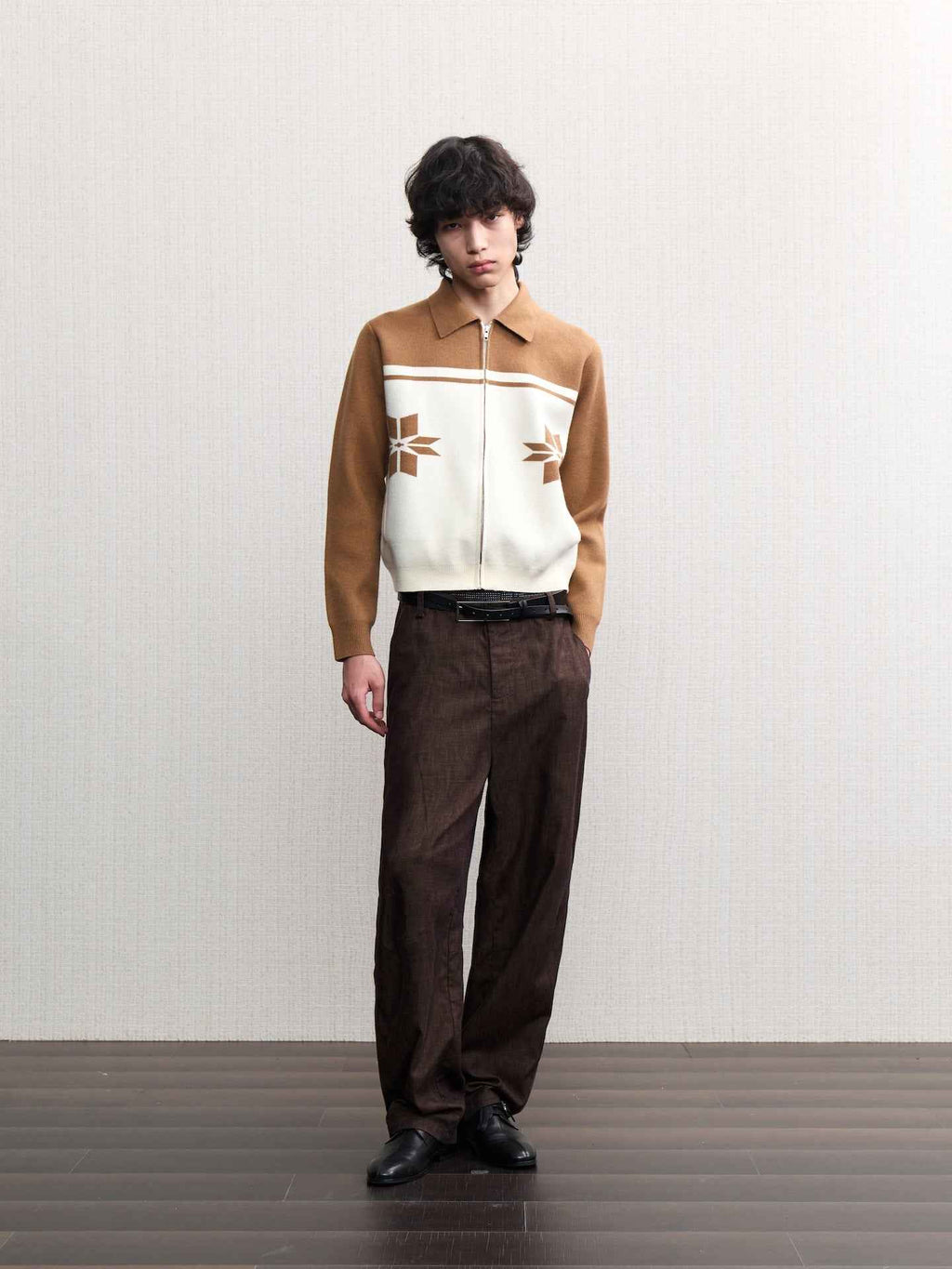 JCAESAR Ribbed‑panel palm trousers