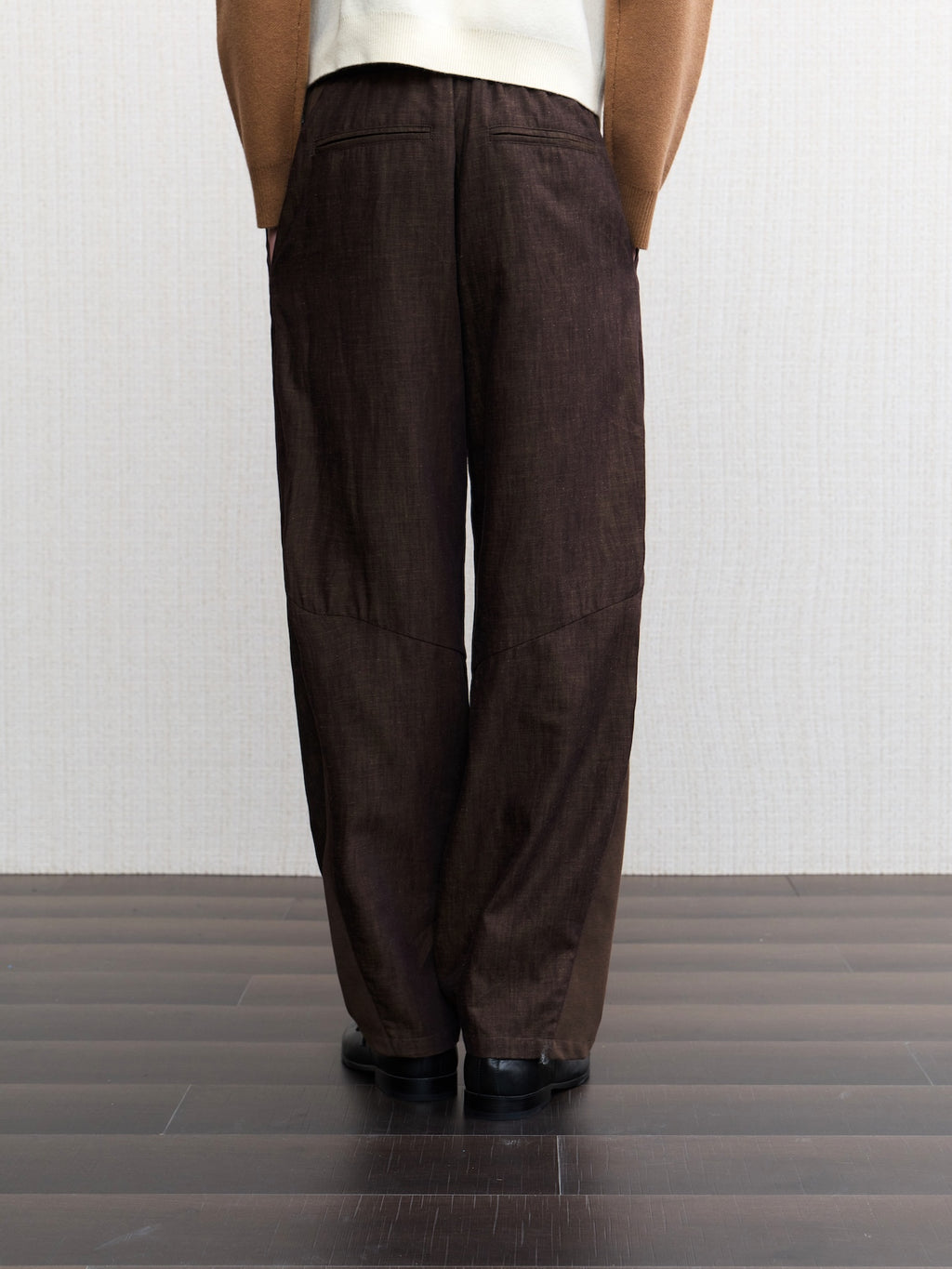 JCAESAR Ribbed‑panel palm trousers