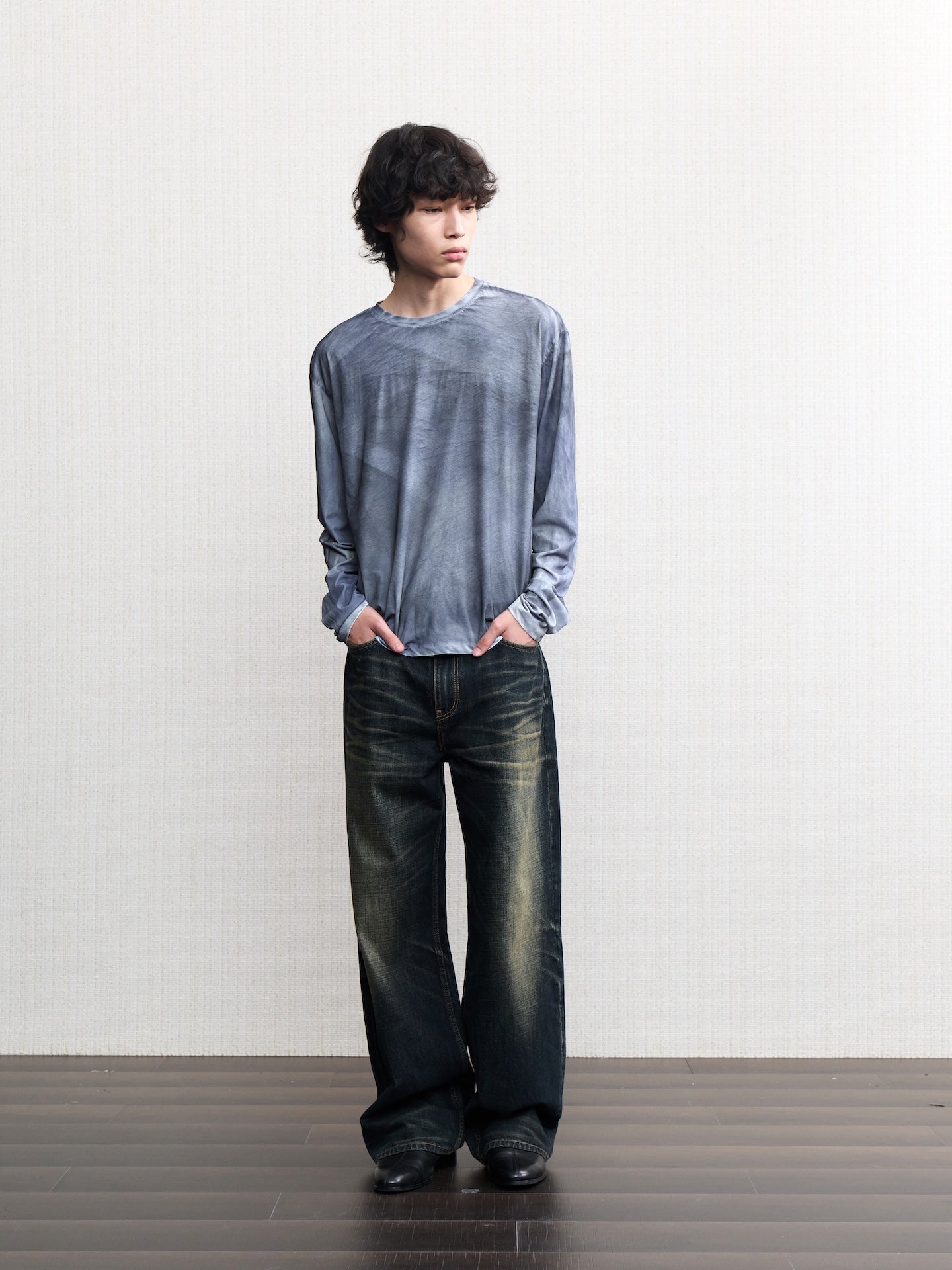 JCAESAR Oil‑stain dyed long‑sleeve shirt