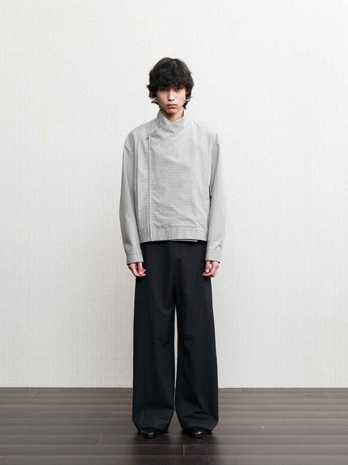 JCAESAR Cross‑collar mesh pleated jacket